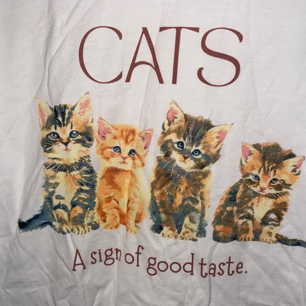 Tultex White T-Shirt with Cat Graphic - Picture 4 of 5